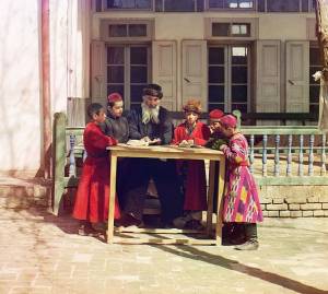 Rabin z dziećmi w Karagandzie